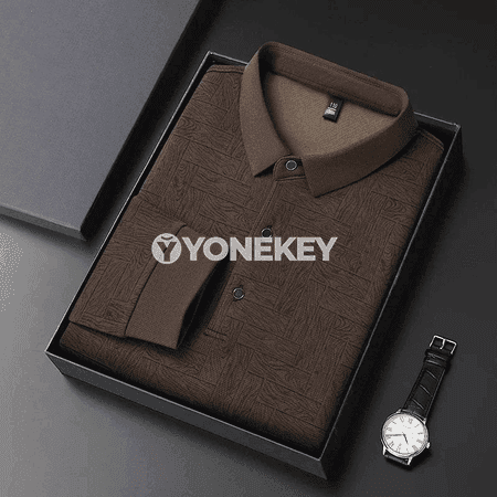Erkekler üçin ýaz polo köýnek, uzyn ýeňli, çaply, rahat gündelik stil