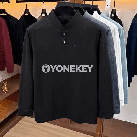 Erkekler üçin uzyn ýeňli regular fit polo köýnek, ofis we gündelik geýim