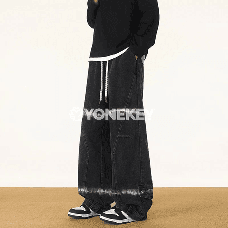 Erkekler üçin American Style pagta jeans, göni giň kesim, rahat balak