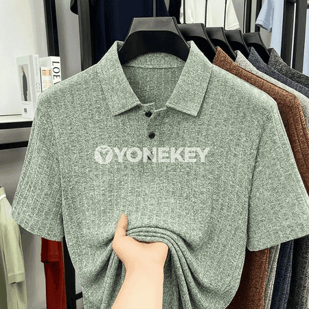 Erkekler üçin ýazky polo köýnek, dem alýan, ýumşak, uzalýan