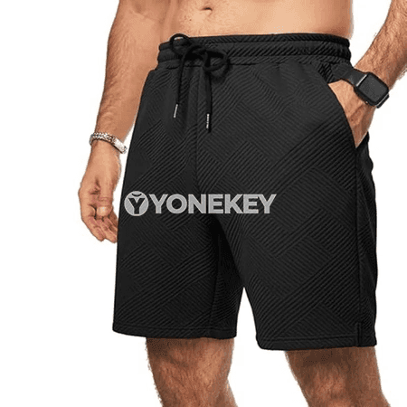 Erkekler üçin tomusky şortik, ýeňil, dem alýan, dyz boýy