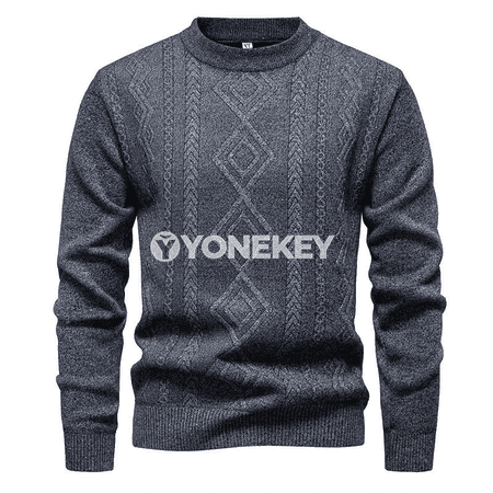Erkekler üçin ýyly örülen switer, dykal boýunly, gündelik stil