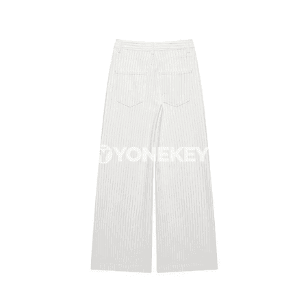 Aýal-gyzlar üçin giň balak jeans, ýokary belli, zolakly, gündelik stil
