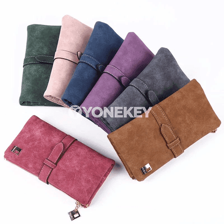 Zenanlar üçin uzyn multi-kartaly deri gapjyk, kross-begli clutch