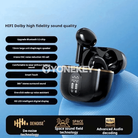 Bluetooth TWS simsiz gulaklyklar, HIFI stereo ses, displeýli