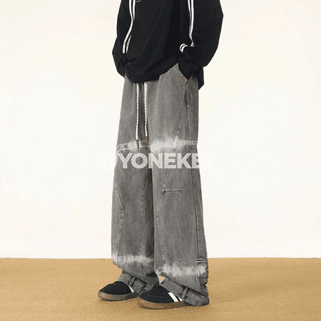 Erkekler üçin American Style pagta jeans, göni giň kesim, rahat balak