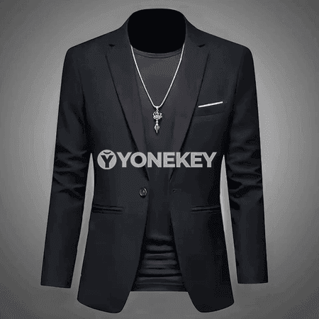 Erkekler üçin ýeňil resmi blazer, slim fit, bir düwme, güýz-ýasy
