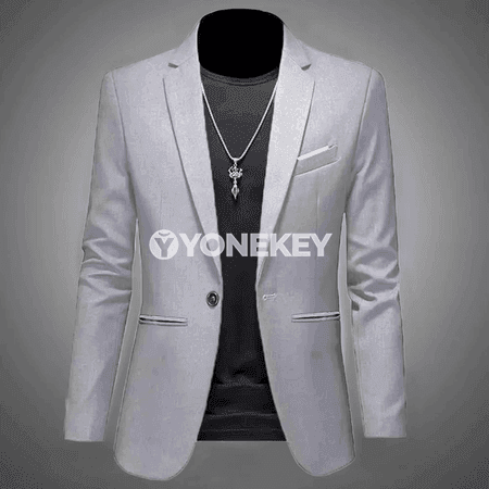 Erkekler üçin ýeňil resmi blazer, slim fit, bir düwme, güýz-ýasy