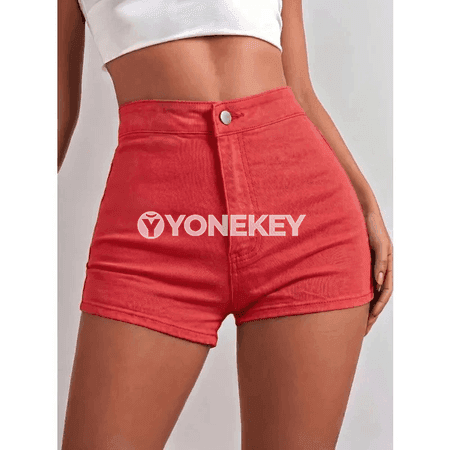 Zenanlar üçin ýokary bel gysga jeans şortikler