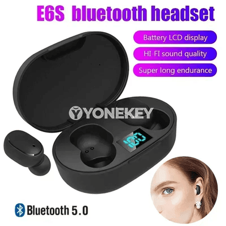 E6S simsiz Bluetooth gulaklylygy, mikrofonly, ses azaldyşly