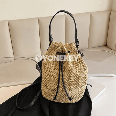 Zenanlar üçin örülen saman bucket sumka, tomusky crossbody model