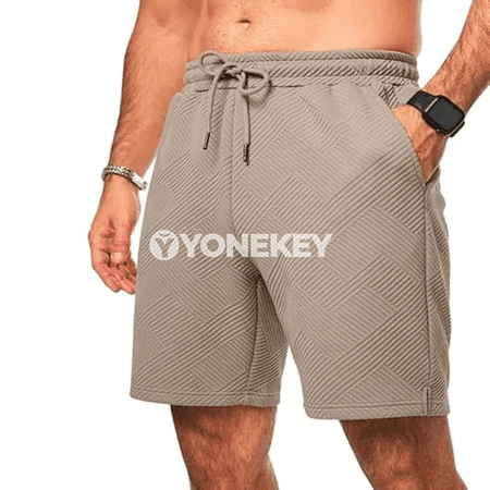 Erkekler üçin tomusky şortik, ýeňil, dem alýan, dyz boýy