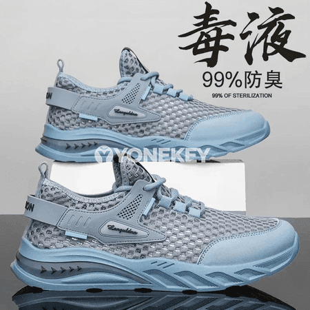 Erkekler üçin mesh köwüşler, ýeňil, dem alýan, ýumşak tabanly sport stil