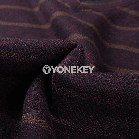 Erkekler üçin polo boýunly ýyly fleece switer, zolakly