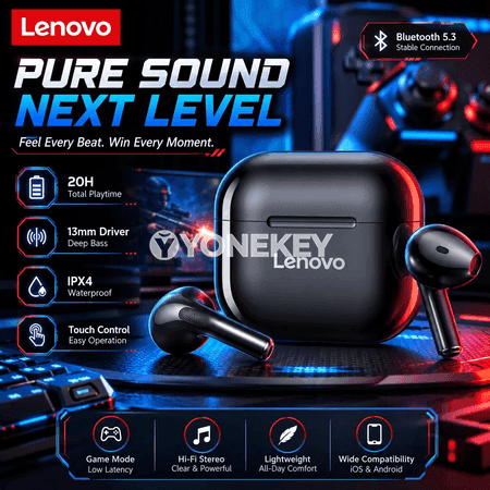 Original Lenovo LP40 TWS simsiz Bluetooth nauşnikler, sensor dolandyryşly