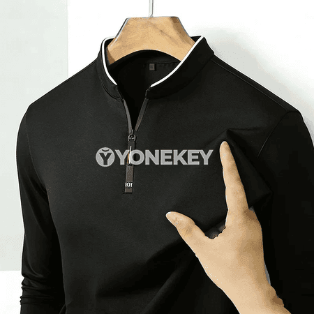 Erkekler üçin döwrebap stend-galyň ýakaly zipli köýnek