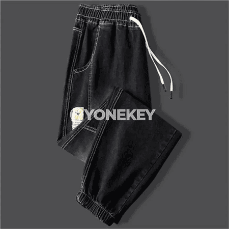 Erkekler üçin ýyly fleece jeans jalbarlar, giň kesimli, gyşlyk