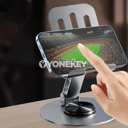 360° aýlanýan metal telefon saklaýjy, durnukly we bukulýan stol podstawka