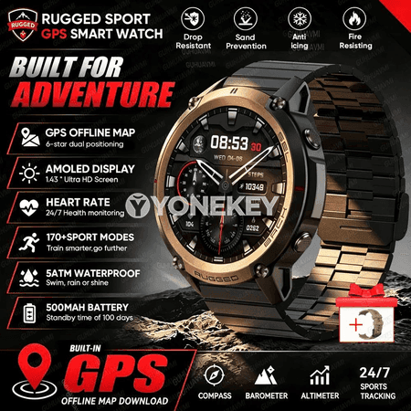 GUHUAVMI GPS akylly sagat, offline karta, kompas, 5ATM, sport görnüşli