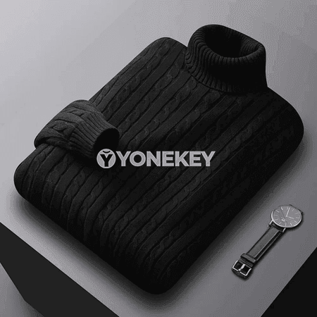 Erkekler üçin ýyly turtleneck triko switer, gündelik klassik stil