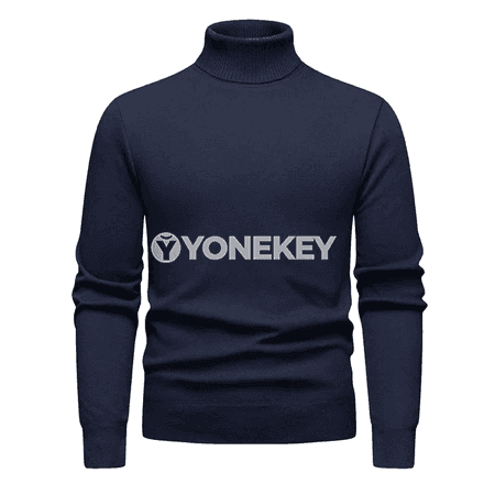 Erkekler üçin ýyly trikotaž golfikli switer, slim fit