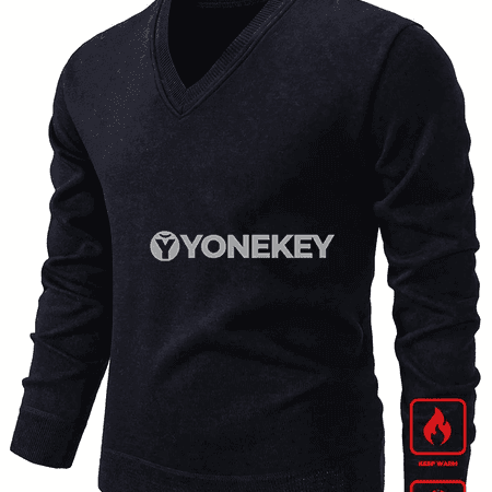 Erkekler üçin V- boýun dokalan switer, klassik fit, S-XXL