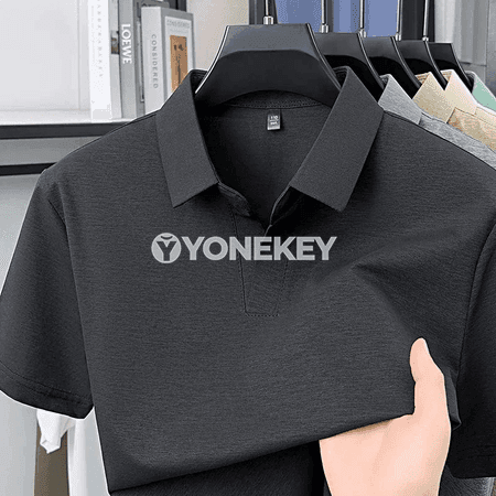 Erkekler üçin ýeňil, dem alýan gysga ýeňli polo köýnek