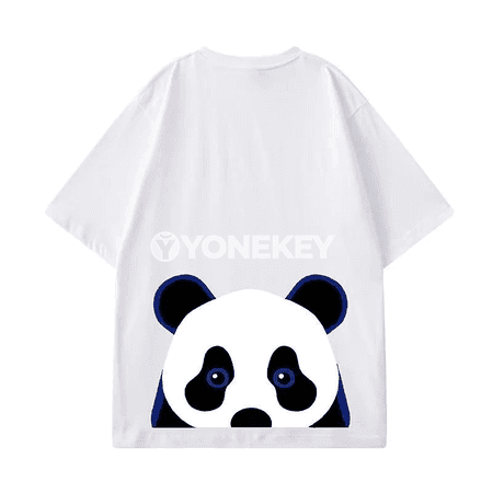 Erkekler üçin panda şekilli gara-ak giň köýnek, M-8XL