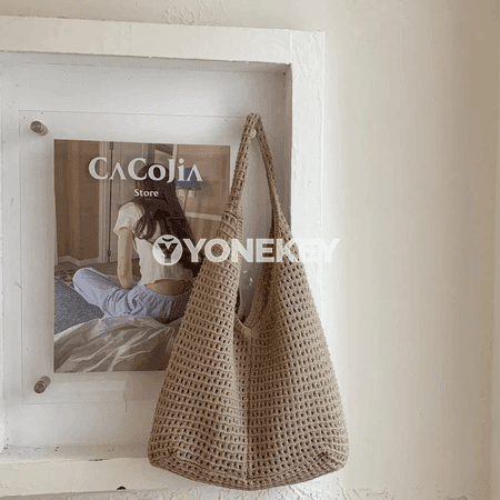 Zenanlar üçin örme tote sumka, uly göwrümli, ýeňil we tomsuň üçin amatly