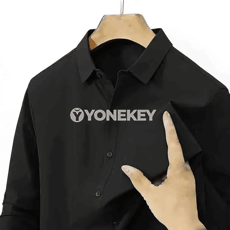 Erkekler üçin sypaýy uzyn ýeňli formal köýnek, ofis üçin amatly model