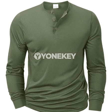 Erkekler üçin ýeňil, dem alýan uzyn ýeňli Henley futbolka, S-XXXL
