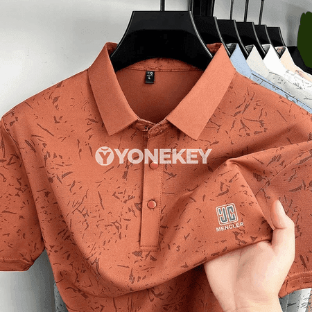 Erkekler üçin ýeňil, dem alýan gysga ýeňli polo köýnek