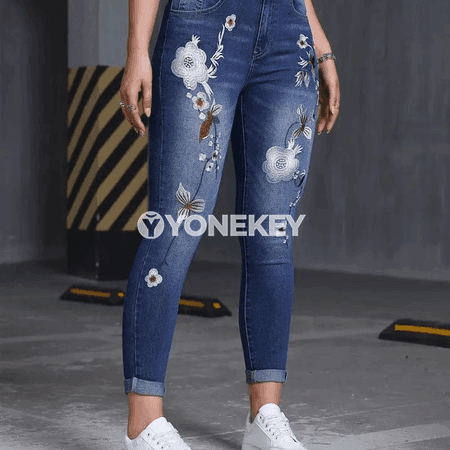 Zenanlar üçin slim fit denim jinsler, ýokary elegan görnüş, M-XXL