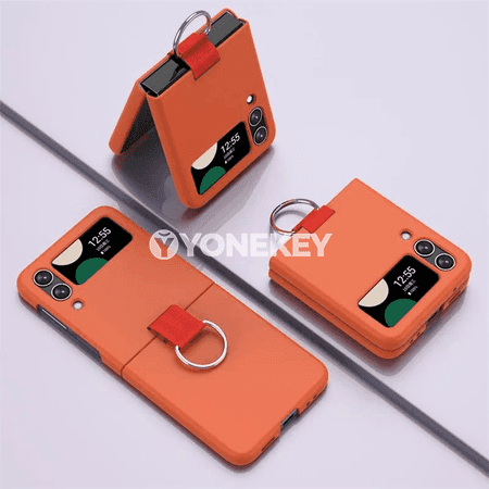 Samsung Galaxy Z Flip üçin halka tutawaçly elde göterilýän silikon gabyk