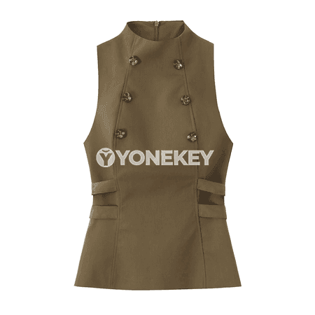 Zenanlar üçin ýeňsiz düwmejikli slim fit ýaz‑tomus topy