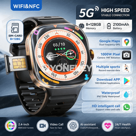 M99 akylly sagat, 5G/4G, 2.4" AMOLED, 8GB+128GB, kamera, NFC