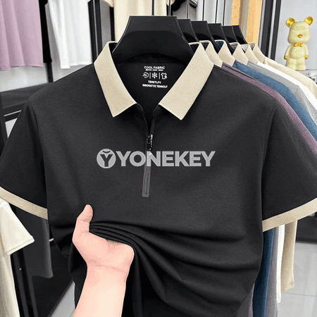 Erkekler üçin ýarym zip polo köýnek, çalt gurajak we dem alýan