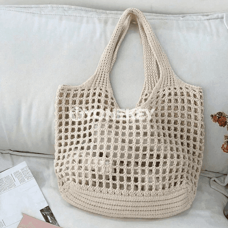 Zenanlar üçin örülen açyk large tote sumka, tomuslyk egin sumkasy