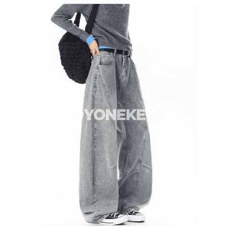 Erkekler üçin giň balak, vintage denim, giň paçaly, gündelik stil