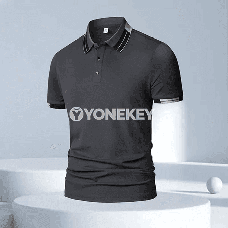 Erkekler üçin ýeňil, dem alýan ýarym ýeňli business casual polo köýnek
