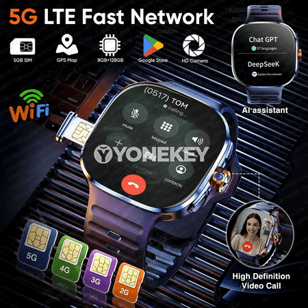 M99 akylly sagat, 5G/4G, 2.4" AMOLED, 8GB+128GB, kamera, NFC