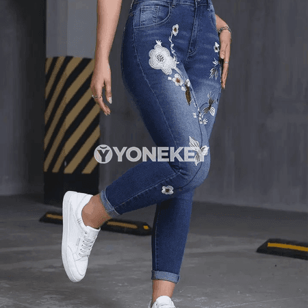 Zenanlar üçin slim fit denim jinsler, ýokary elegan görnüş, M-XXL