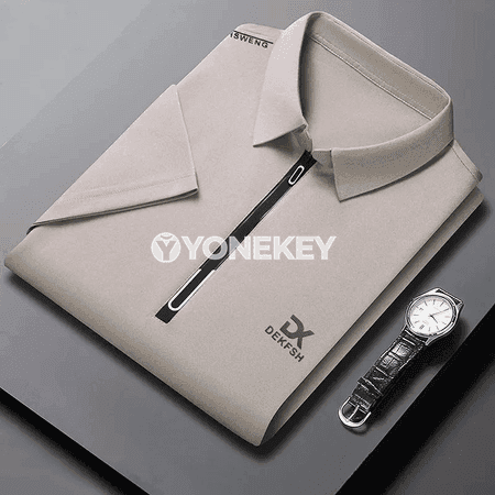 Erkekler üçin fermuarly ýazky polo köýnek, ýeňil we amatly