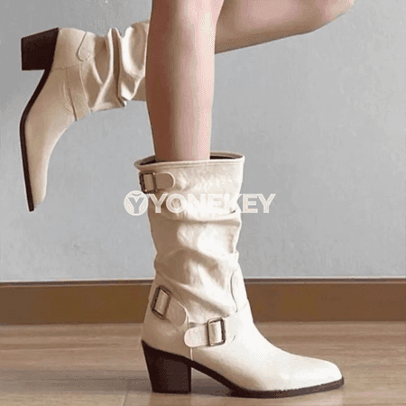 Aýal-gyzlar üçin ýokary ökjeli ortaky boý ädik, kowiý stil