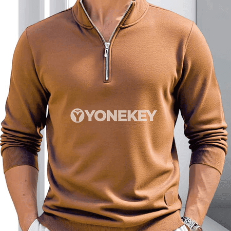 Erkekler üçin ýarym fermuarly ýyly switer, ýokary boýunly