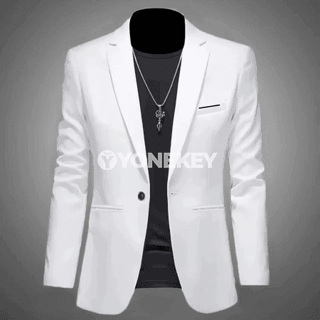 Erkekler üçin ýeňil resmi blazer, slim fit, bir düwme, güýz-ýasy