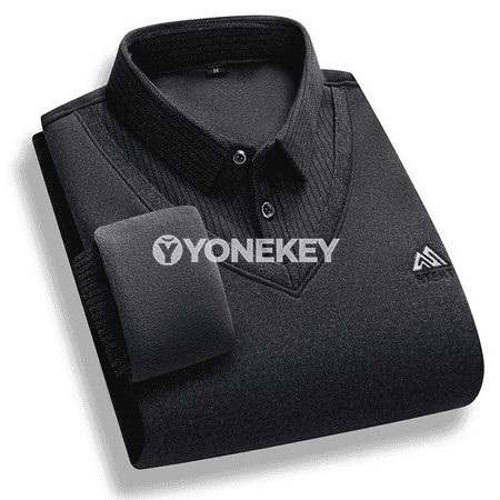 Erkekler üçin ýyly fleece polo boýunly köýnek, gyşky göni model