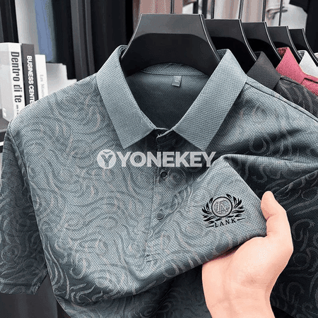 Erkekler üçin ýeňil, dem alýan çaply polo köýnek, ýaz-tomus