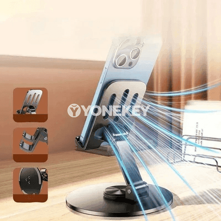 360° aýlanýan metal telefon saklaýjy, durnukly we bukulýan stol podstawka