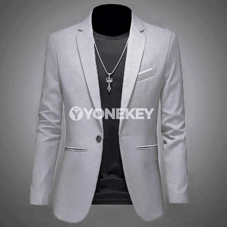 Erkekler üçin ýeňil resmi blazer, slim fit, bir düwme, güýz-ýasy